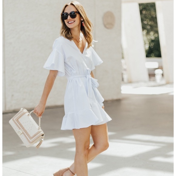 Topshop Dresses & Skirts - NWT • TopShop • Stripe Poplin Wrap Dress Blue 4